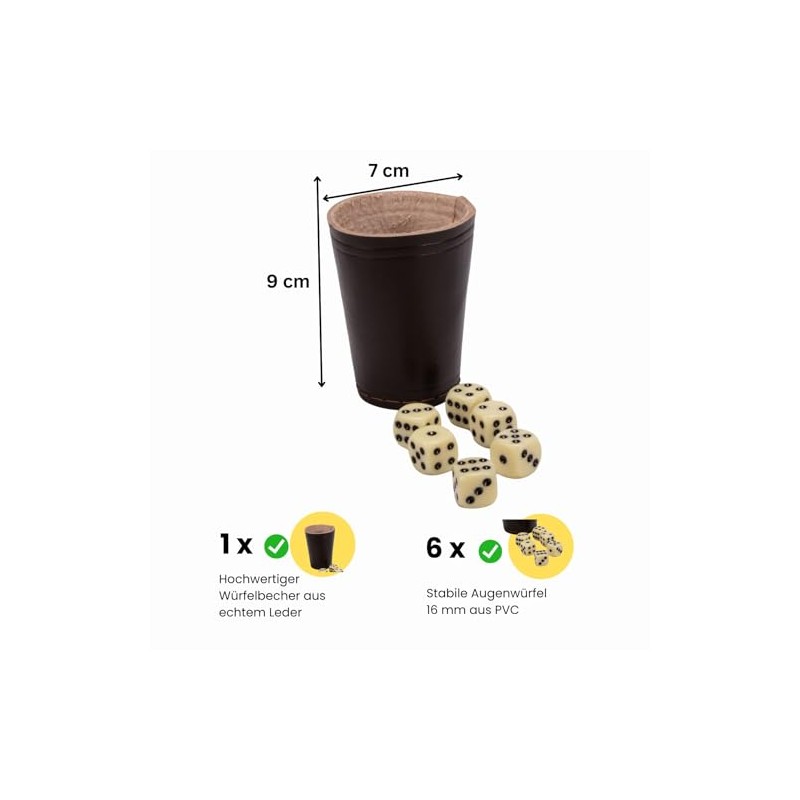 GICO Quality dice cup (genuine leather) standard (9 cm) brown