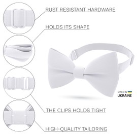 Bow Tie House Corbata de Moño para Hombres, para Adolescentes Pre-atada y Ajustable, para Boda, Graduación, Eventos Formales, Elegante para Tu Estilo (Blanco, Mediano)