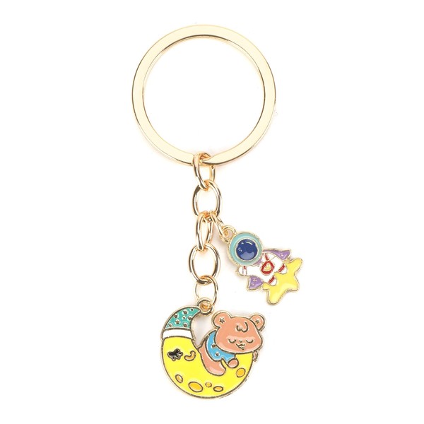 MUCOOS Childlike Keyring, Cartoon Astronaut Keyring, Cute Sleeping Bear Pendant,