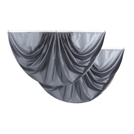 2 Pcs Gray Pure Solid Colour Fan Flag,Colour Pleated Fan Flag Bunting 3 x 6 Ft Pleated Banner Indoor/Outdoor/Front Porch Decorations,Colour Half Fan Flag Patriotic Holiday decorations.