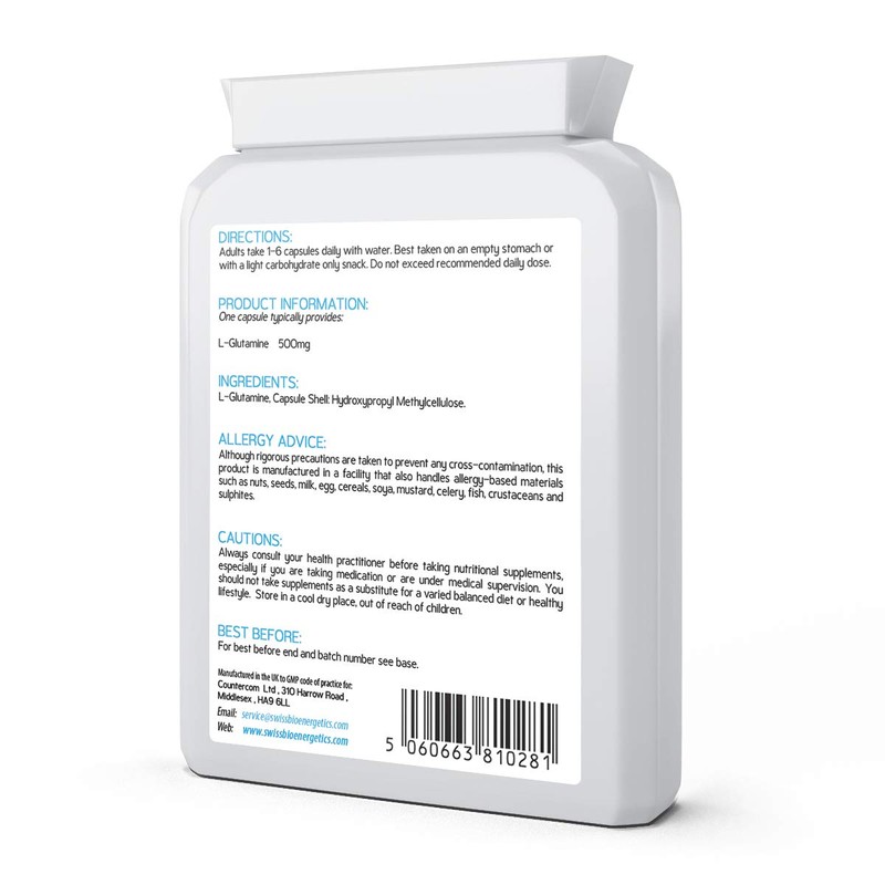 L-Glutamine 500mg 90 Capsules - Pure Amino Acid with no