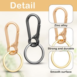 Tyqour 3 Pcs Metal Keychain Clip, Key Ring Clip Key Organizer for Home Car Keys Key Finder Women Men (Gold, Rose Gold, Black)