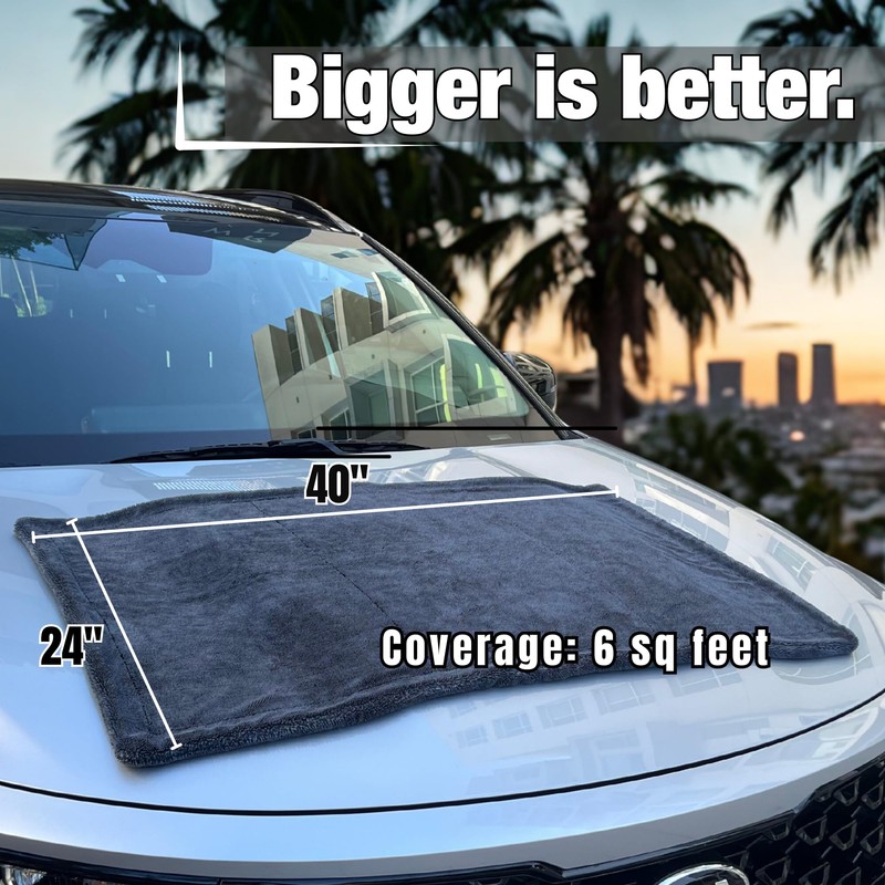 WEST BROS Extra Large Car Drying Towel 40"x24", 1300 GSM