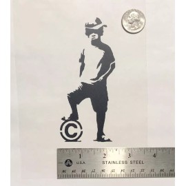 Unbranded Banksy Boy With Ball BLACK vinyl decal weatherproof dishwasher-saf
