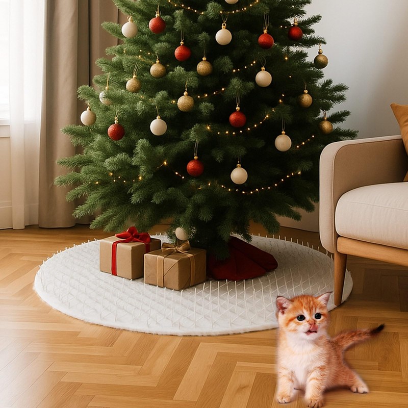 Jetec Christmas Cat Proof Tree Skirt Kit with Soft White