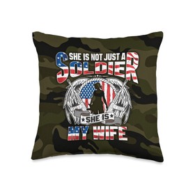 GTee Proud Military Family My Wife is A Soldier Hero Proud Army Husband Military Spouse Throw Pillow, 16x16, Multicolor