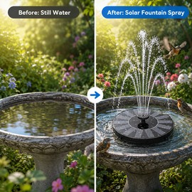 2.5W Solar Fountain Pump with 6 Nozzles – Floating Water Fountain for Bird Bath, Pond, Garden, Pool & Outdoor Water Feature