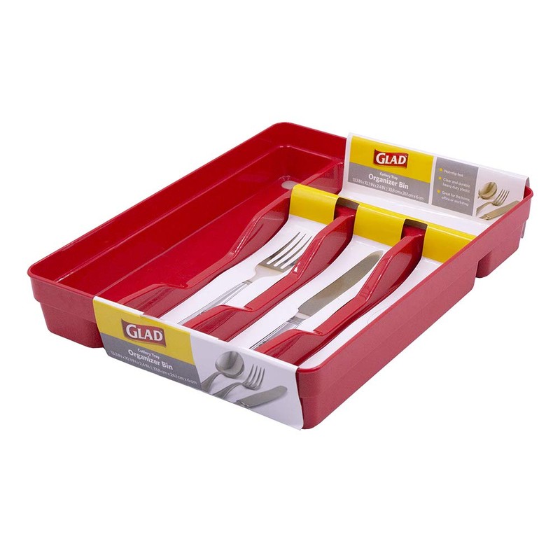 Glad Bandeja organizadora de cubiertos de plástico, soporte para cubiertos