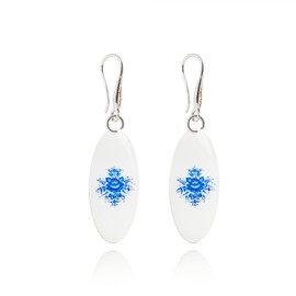 Beautiful oval hanging earrings; surprise every day gifts for women (white and blue)