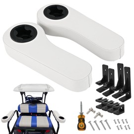 XUANYUDG0769 Golf Cart Armrest with Cup Holder for EZGO TXT Club Car DS Precedent and Yamaha Rear Seat Kit, Upgrade Support Frame/No Need Drilling Arm Rest (Armrest-White)