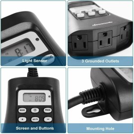 DEWENWILS Digital Outdoor Timer Waterproof Plug in Light Timer Switch Black - HODT13B