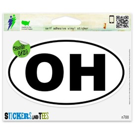 Ohio OH White State Oval Vinyl Car Bumper Window Sticker 3" x 2"
