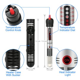 DaToo Aquarium Heater Fish Tank Heater Submersible 25 Watt, 1 Yr Warranty