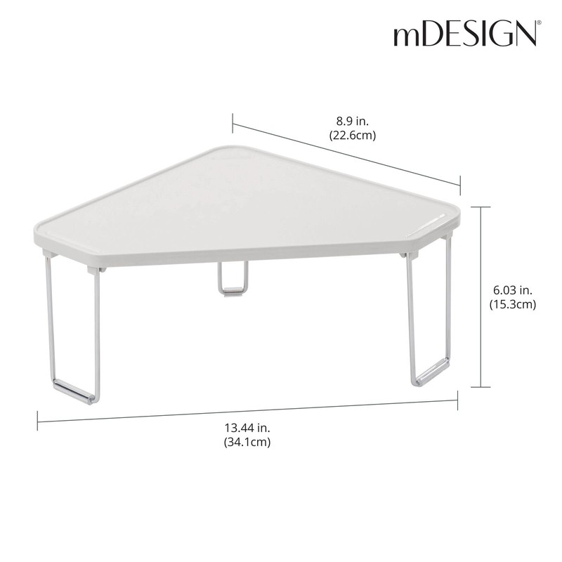 mDesign Plastic/Steel Corner Stackable Rack, Storage Organizer Shelf for Bathroom,