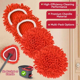Chenille Duster Replacement Heads for O-Cedar 2025 Unique Design Heads Turn Mop into Long-Handle Duster Dry Cleaning Trap Pickup Dust Machine Washable:_Fit O-cedar one tank system_4PACK