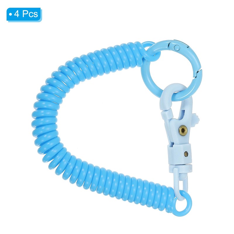 [PATIKIL] Elastic Coil Spring Keychains, Set of 4 Anti-lost Keychain
