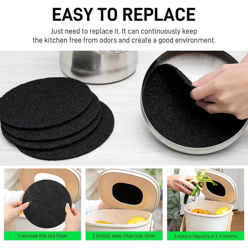 6.7 Inch Charcoal Filters for Kitchen Compost Bin, Activated Charcoal