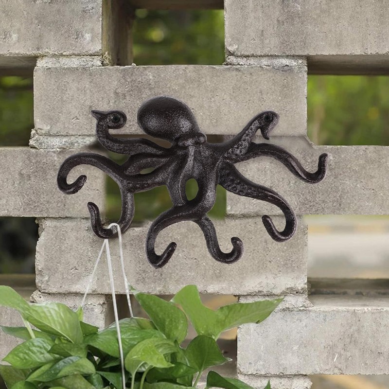 efuturetime Octopus Coat Hooks, Rustic Coat Hooks, Cast Iron Wall