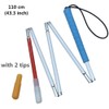 Blind White Cane Folding 5-Tier Aluminum, Cap (2 Pieces) (Blue