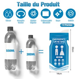 ZOCONE 12 Disposable Urine Bags 850ml Pee Standing for Women Men Super Absorbent Urine Bags Kids Portable for Camping Travel Traffic Jam Vomiting