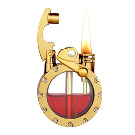 Laicengo Vintage Trench Lighter, Steampunk Lighter, Kerosene Copper Lighters, Cool Lighters with Visible Gas Tank, Great Choice for Men Dad Husband, Gold (Fuel Not Included)