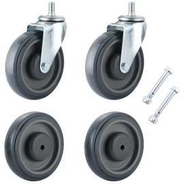 FLKQC 5 inch Swivel Caster Wheels with Dual Locking, 4 Pack 5-inch Wheels for Cart, Shopping Cart Caster Wheel with Bolts Perfect for Retail Store (Grey)