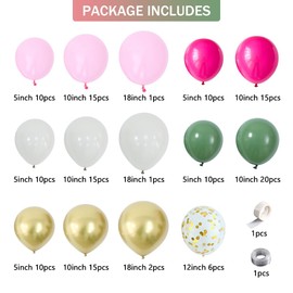 Sage Green Pink Sand Gold Balloons Garland Arch Kit 142PCS Nude Peatel Pink Confetti Balloons for Safari Jungle Green Boho Engagement Wedding Birthday Party Decorations (rose pink)