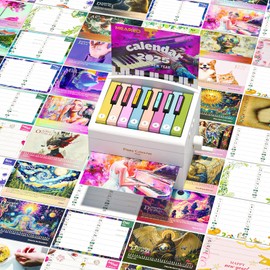 Piano Calendar,Playable Mini Piano Desk Calendar from DCE.2024 - DEC.2025,Creative Time Calendar with 30 Music Scores Included,Aesthetic Room Decor,Gift For Fans Inspiration Gift For for Her, Singer Fans(White)