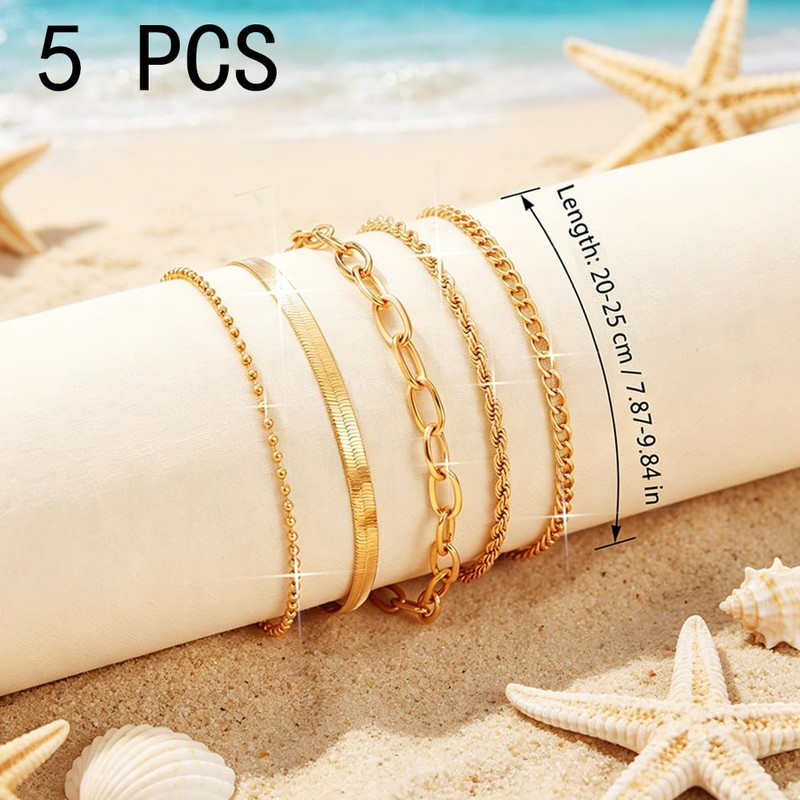 BODIY Plated Gold Ankle Bracelets for Women Cuban Link bracelet