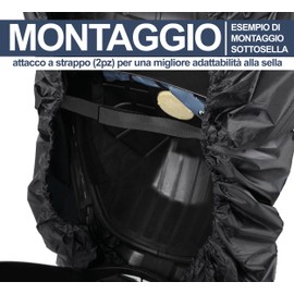 Auto Accessori Lupex - Universal Waterproof Saddle Cover XL 95 x 48 cm Adjustable Saddle Cover for Scooter Motorcycle Polyester Fabric Colour Black with Bag Also Available in M L