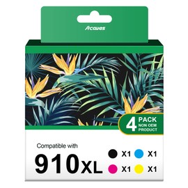 Acaves 910XL Ink for HP 910XL Ink Cartridges Combo Pack Replacement for HP 910 Ink Cartridges for HP Printers HP910XL Work for Office Jet Pro 8020 8025 8028 8010 Printer, Black and Color