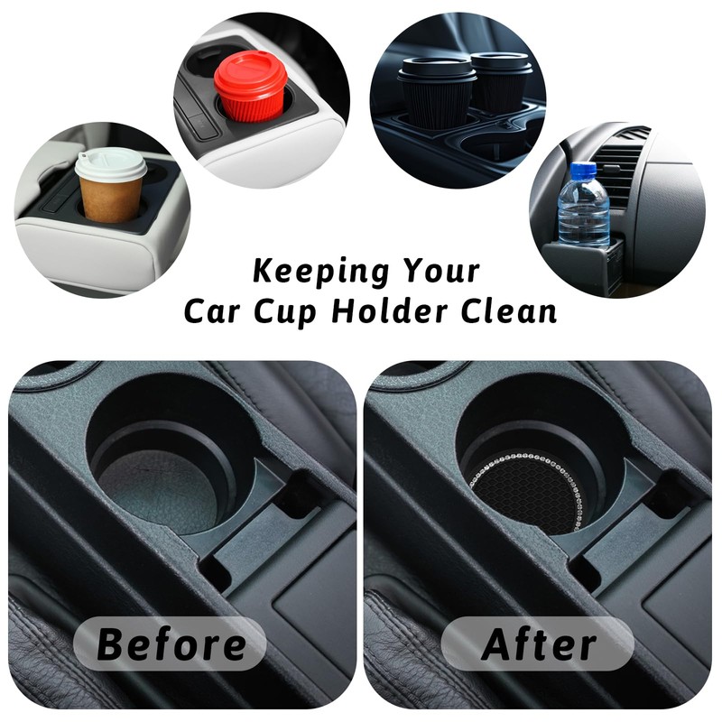 4 Pack Bling Car Coasters Universal Cup Holder Insert With
