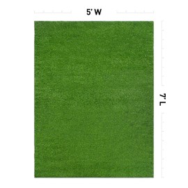 Rugshop Artificial Solid Grass for Backyard, Garden, Patio, Balcony, Garage Deck Indoor Outdoor Area Rug 5'x7' Green