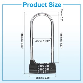 PATIKIL Combination Padlock, 5 Digit Gym Locker Lock Zinc Alloy Padlock Safety Padlock for Bike Gym Locker Employee Lockers Sports Locker Case Drawer - 1 Pack (Black)