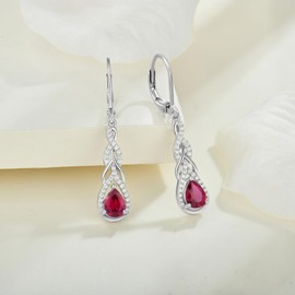 Starchenie Earrings 925 Sterling Silver Birthstone Cubic Zirconia Infinity Pendant Earrings for Women, Sterling Silver, Cubic Zirconia