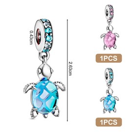 ZGDEIWGF Pack of 2 Turtle Pendants, Creative Animal Pendants, Turtle Bead Pendants, DIY Jewellery Pendants, Suitable for Bracelets, Necklaces and Jewellery