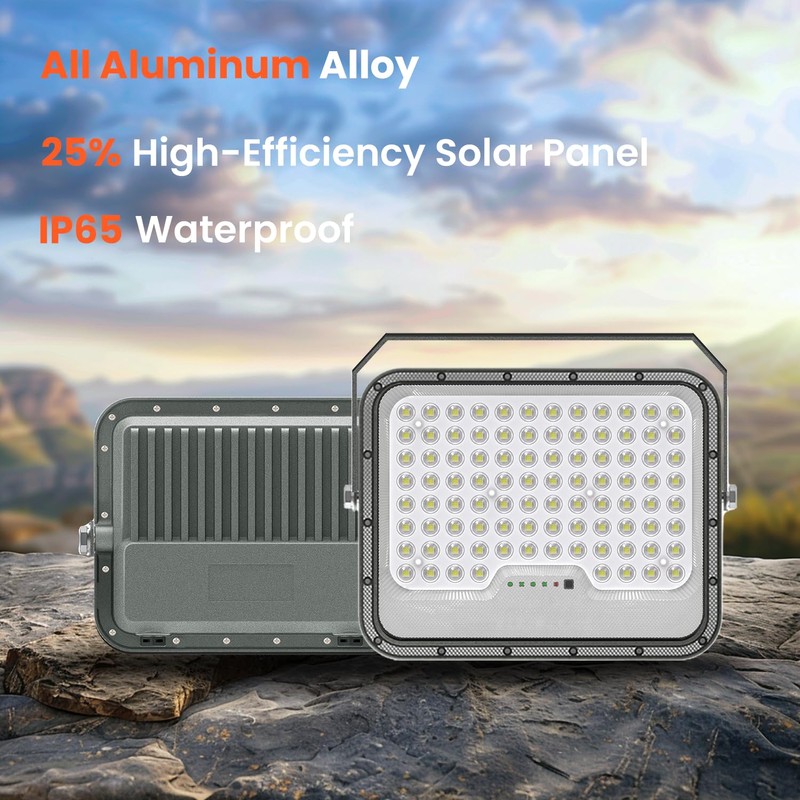Solar Flood Lights Outdoor, All-Aluminum 300W LED Work Light with