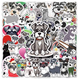 50pcs Schnauzer Stickers for Bike,Suitcase,Water Bottle,Laptop,Skateboard,Notebook,Scrapbook, Bumper,Cartoon Animal Waterproof Sticker,Kids Girls Adults Gift,Cute Dog Aesthetic Graffiti Decals