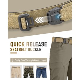 FAIRWIN Duty Belt, Tactical Battle Molle 1.5 Inch Carry Belts for Men with Quick Release Seatbelt Buckle