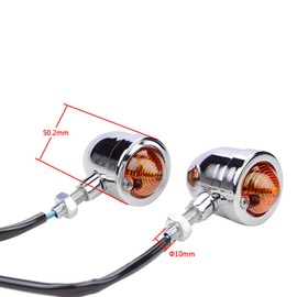 GOOFIT 12V 10W Motorcycle Vintage Refit Amber Bullet Flashing Light Headlight Lamp Mini Turn Signals Indicator Motorbike Racer