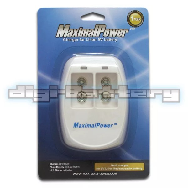 MaximalPower 9-Volt Dual Battery Charger w/ AC US Plug for
