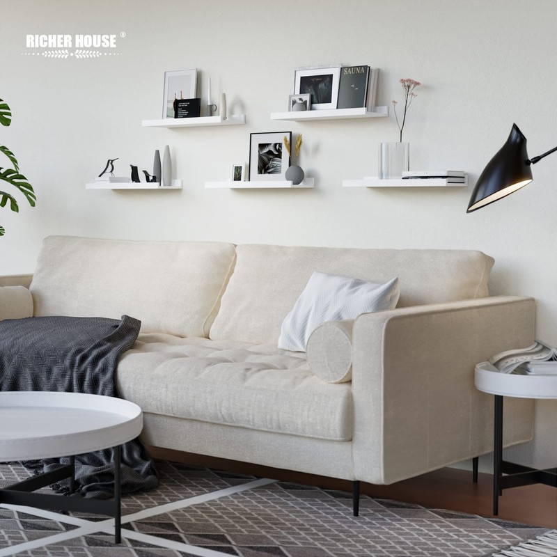 RICHER HOUSE 5 Set White Floating Shelves, Wall Mounted Shelves