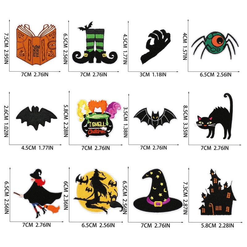 Monsully 15pcs Halloween Autumn Iron on Patches Halloween Embroidered Sew