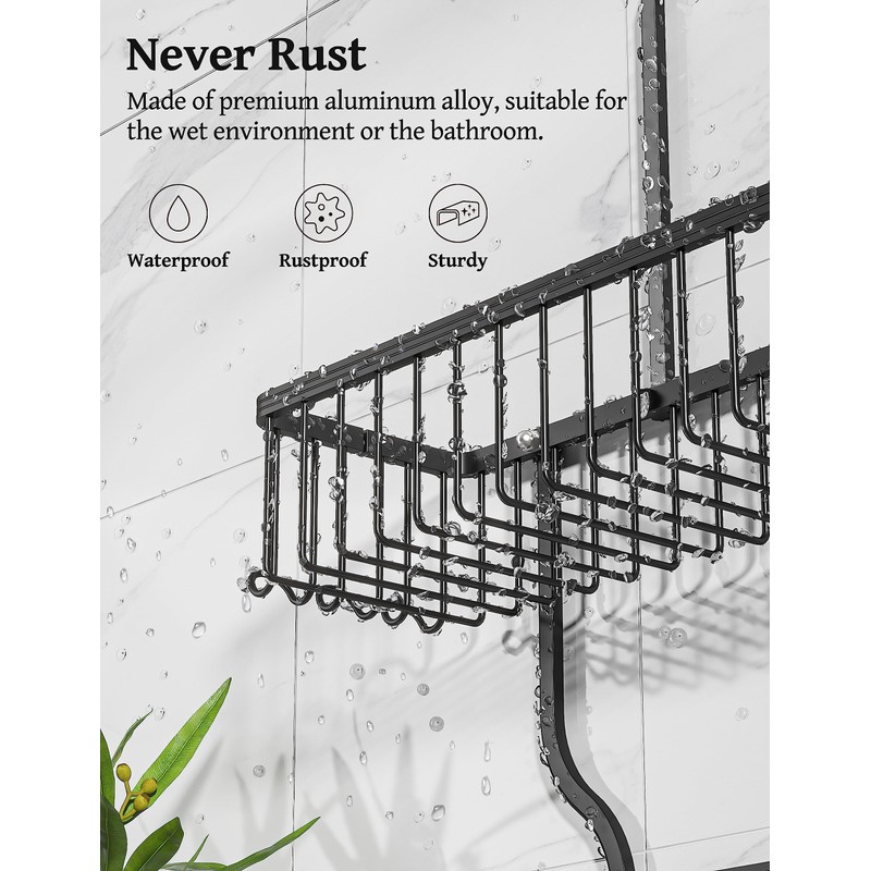 YASONIC Shower Caddy Over Shower Head Never Rust Aluminum Large