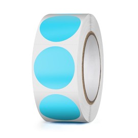 YIKIADA Blue Circle Thermal Labels Vinyl 1 Inch Self-Adhesive Round Stickers Roll Waterproof Printer Decals Name Tag for QR Code DIY Office Address 500 PCS