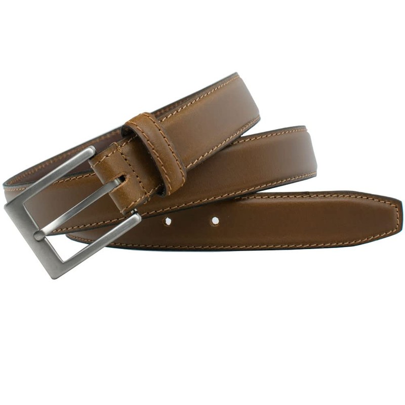 Silver Square Titanium Tan Belt - 38"