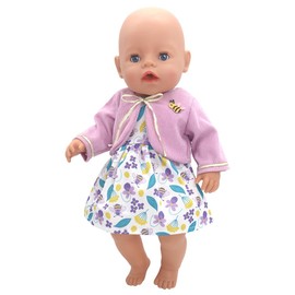 ZWOOS Pack of 2 Doll Clothes 35-43 cm, Adorable Cotton Dress for New Born Baby Dolls, Gifts for Girls, Children