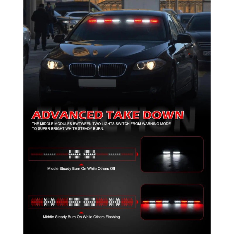 Emergency Dash Strobe Lights 2x16.8 Inch Red White Safety Flashing
