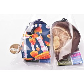 Art Unib Technicolor nocco. Mushroom Miscellaneous Goods Collection, Set of 2 Assorted Items (3. Shiitake Pouch, 5. Mushroom Pattern Pouch), Gacha Gacha Capsule Toy