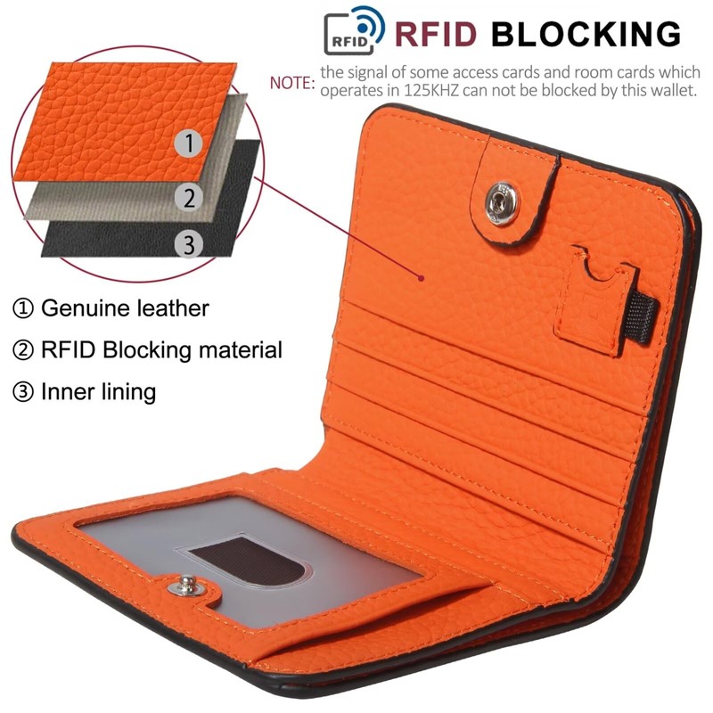 GADIEMKENSD Small Wallet Top Grain Leather RFID Blocking Mini Bifold